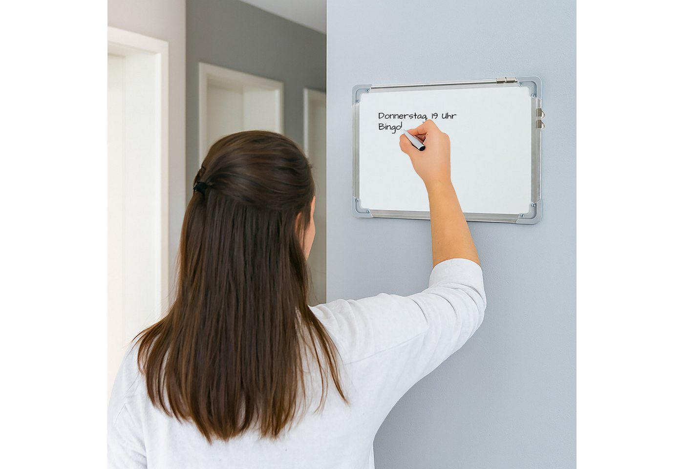 relaxdays Memoboard Whiteboard mit Zubehör, (16-tlg), Beidseitig magnetisch – Bild 3 von 5