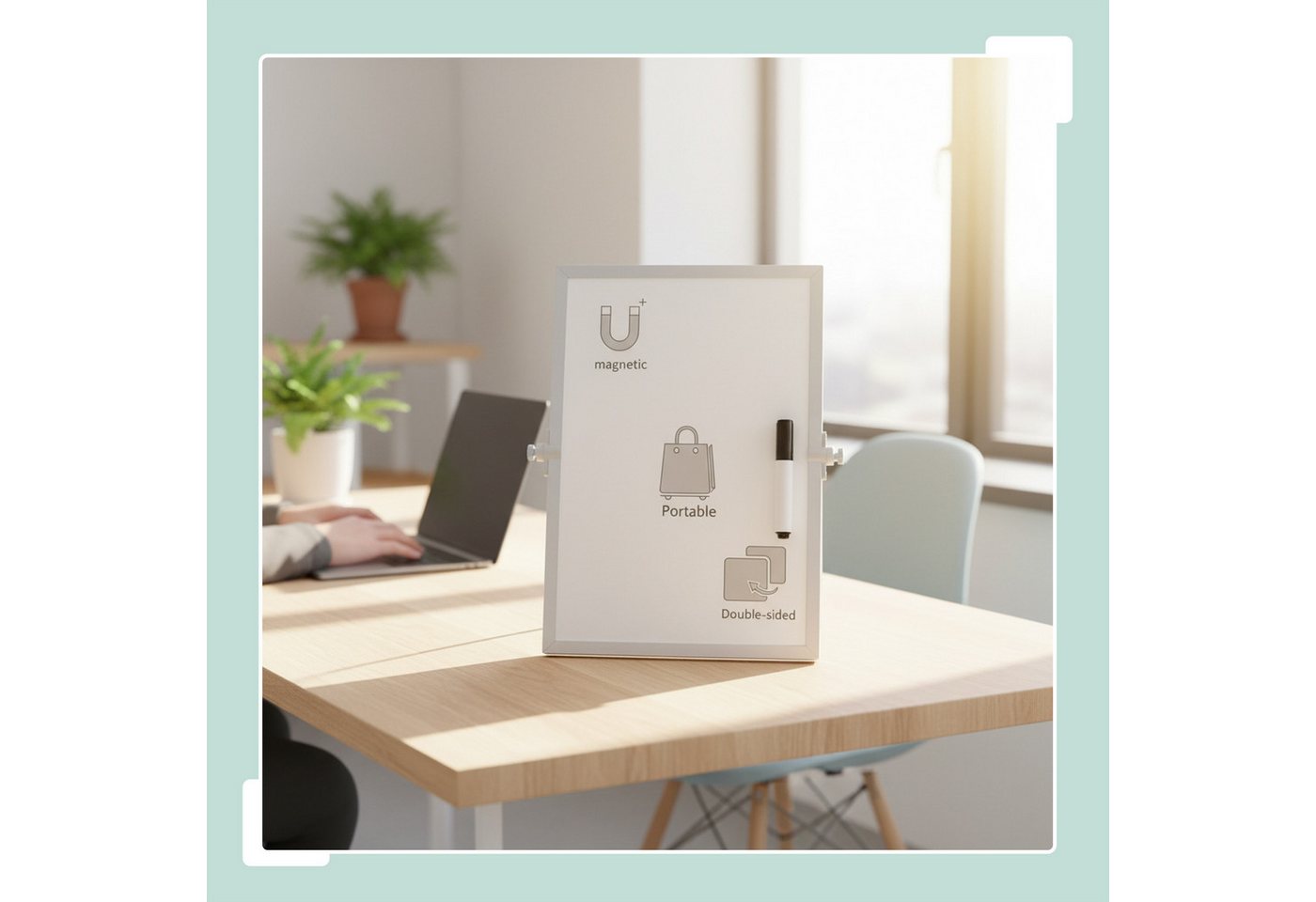 relaxdays Memoboard Whiteboard Tisch, (16-tlg), silber, 30x20 cm – Bild 3 von 5