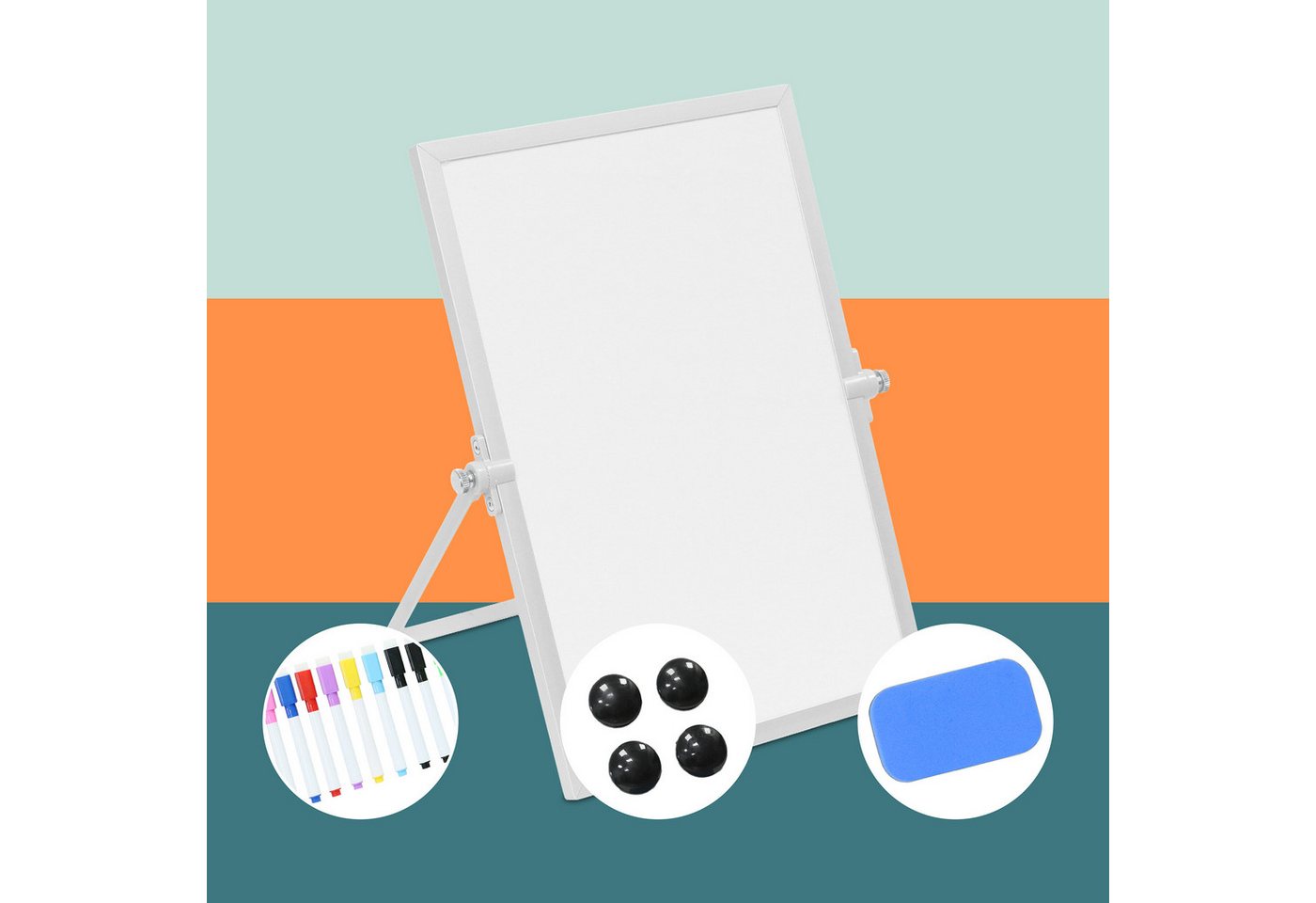 relaxdays Memoboard Whiteboard Tisch, (16-tlg), silber, 30x20 cm – Bild 5 von 5