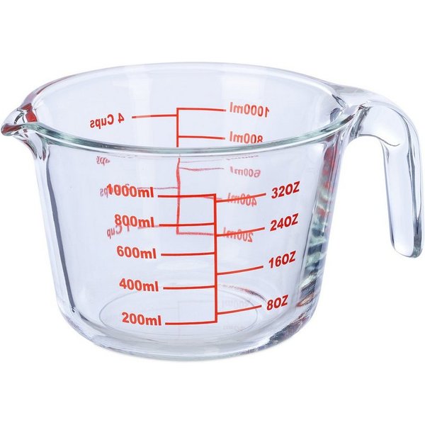 relaxdays Messbecher Glas 1 Liter, Glas, (1-St)