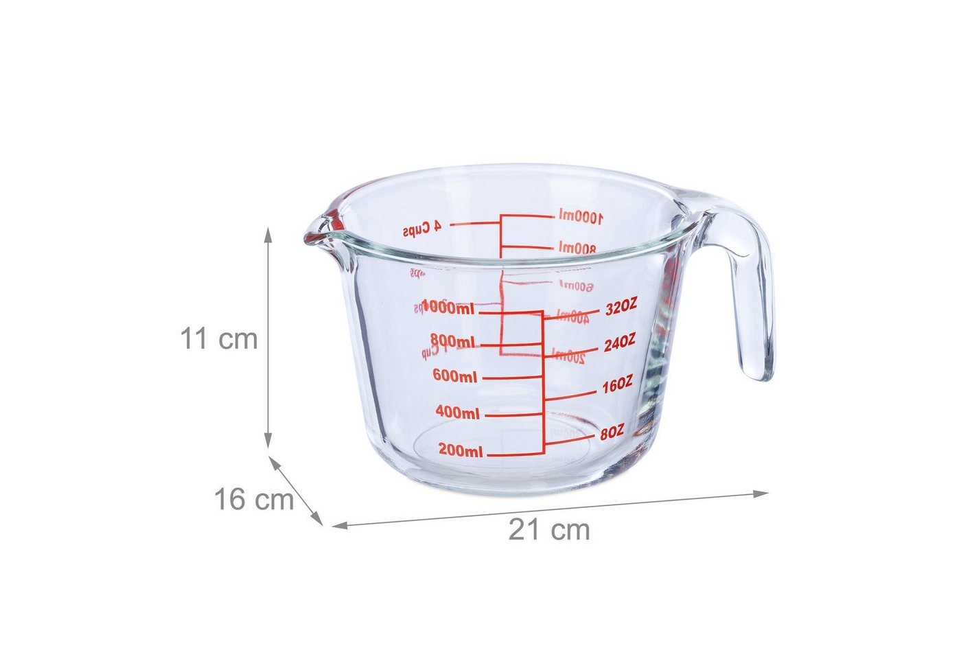 relaxdays Messbecher Glas 1 Liter, Glas, (1-St) – Bild 4 von 5