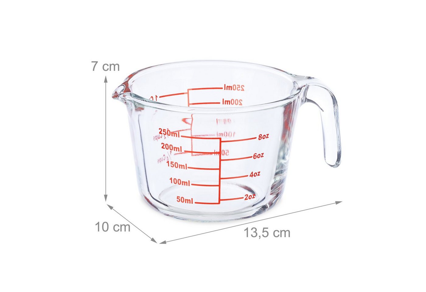 relaxdays Messbecher Glas 250 ml, Glas, (1-St) – Bild 4 von 5