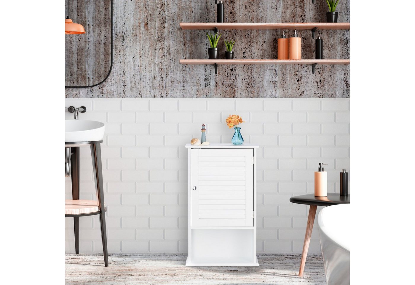 relaxdays Midischrank Badschrank mit geringer Tiefe – Bild 2 von 5