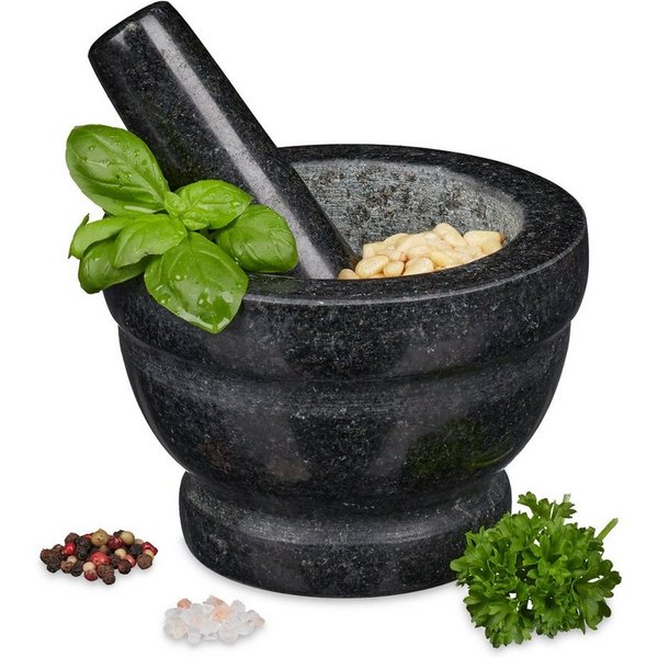 relaxdays Mörser Granit Mörser mit Stößel XL, (2-tlg)