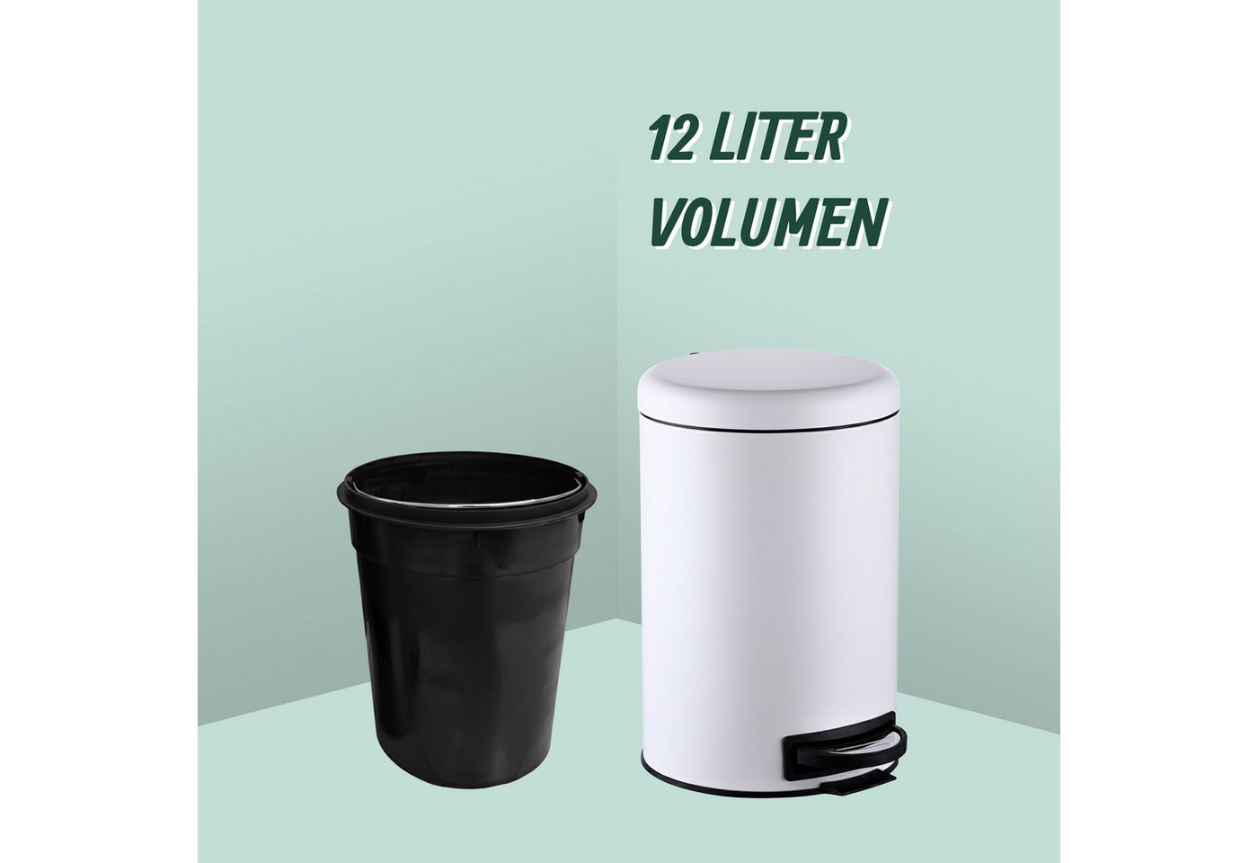 relaxdays Mülleimer 12 Liter, weiß – Bild 5 von 5