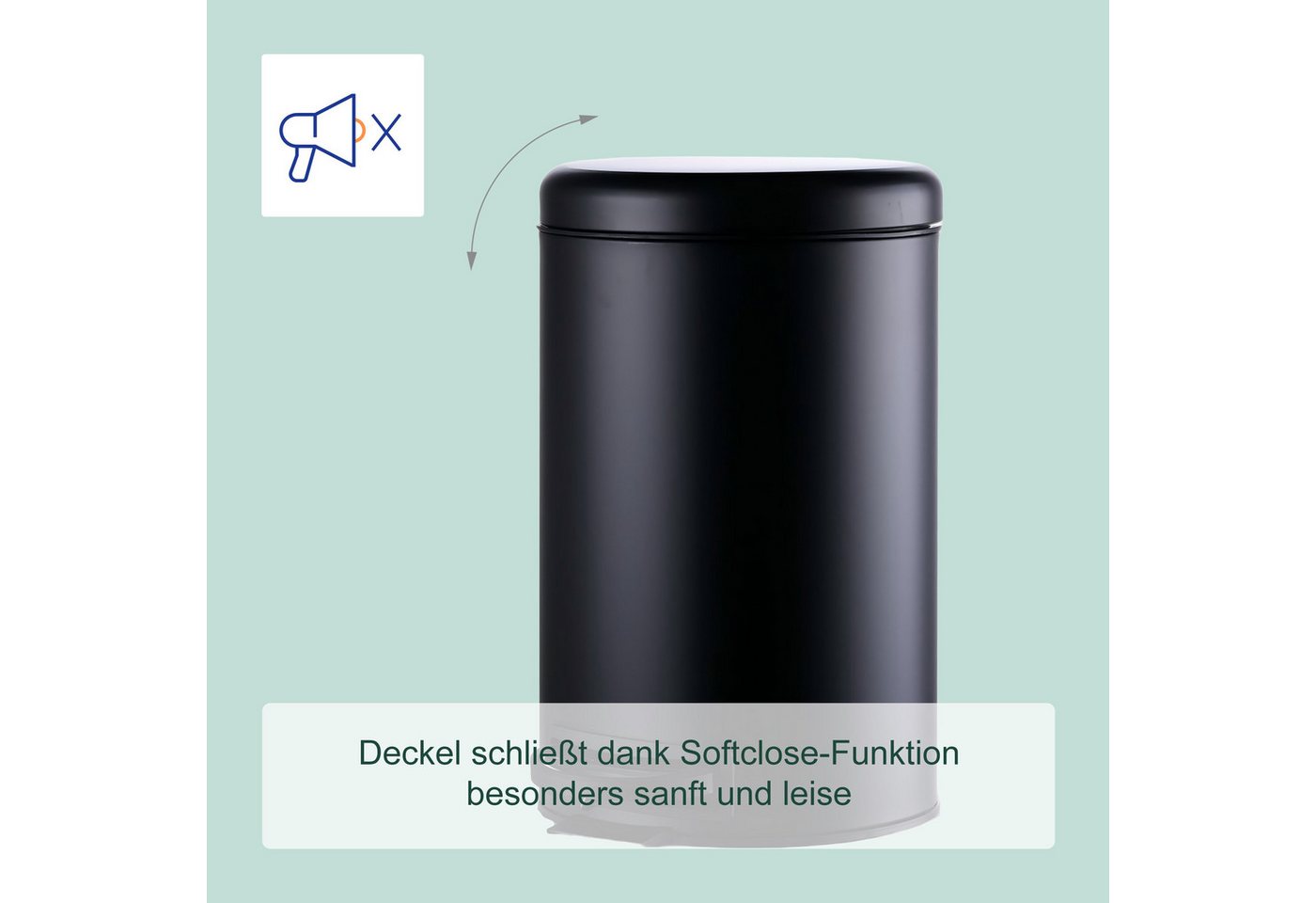 relaxdays Mülleimer 12 Liter, schwarz – Bild 2 von 5