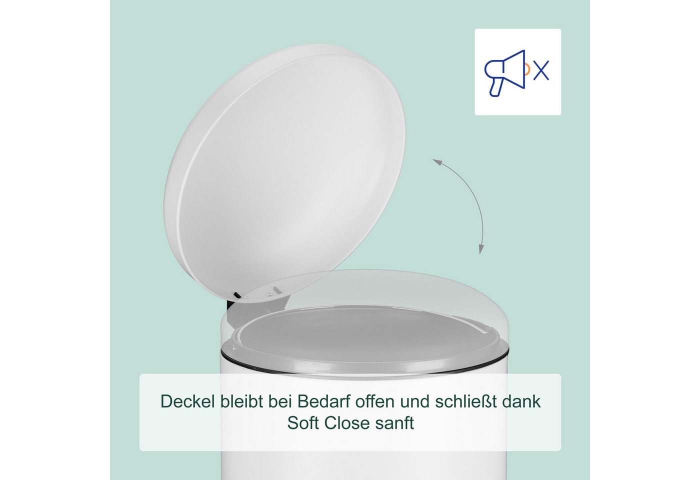 relaxdays Mülleimer 30 Liter, weiß – Bild 2 von 5