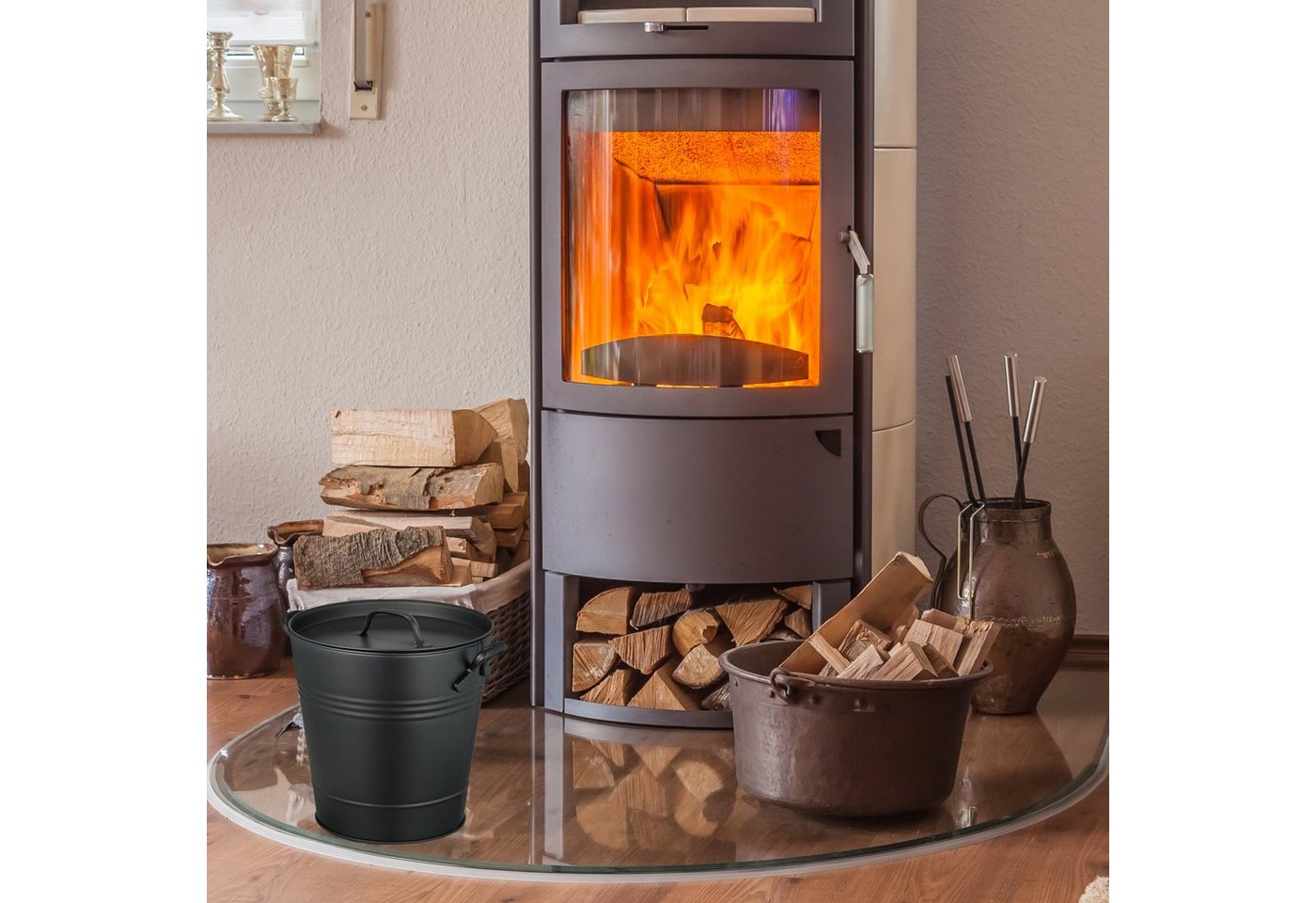 relaxdays Mülleimer Ascheeimer mit Deckel 19 Liter – Bild 3 von 5