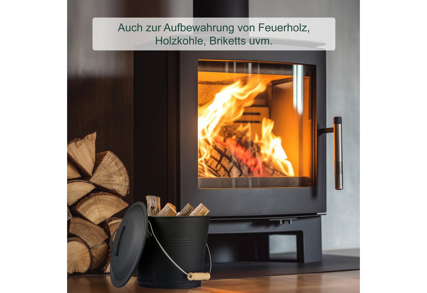 relaxdays Mülleimer Ascheeimer mit Deckel & Kehrset 4,5 L – Bild 5 von 5