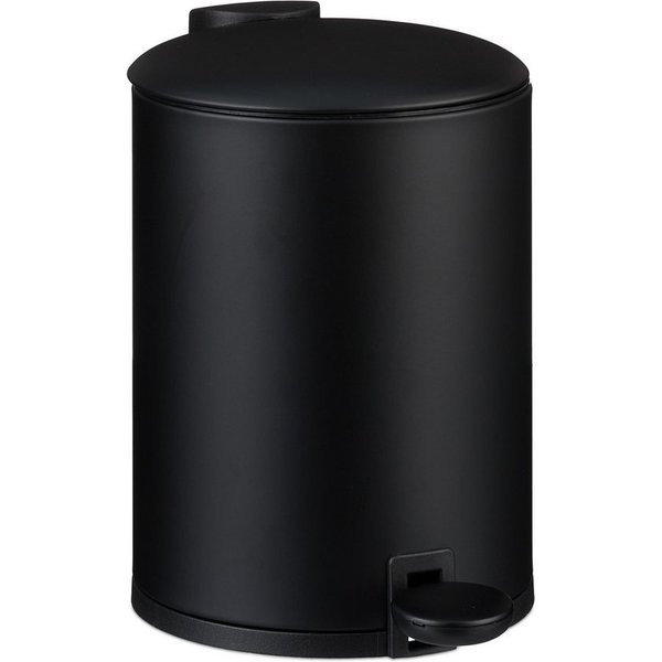 relaxdays Mülleimer Bad Mülleimer 3 l Softclose, schwarz