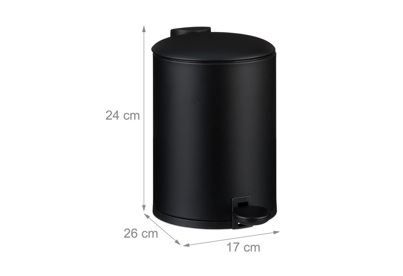 relaxdays Mülleimer Bad Mülleimer 3 l Softclose, schwarz – Bild 4 von 5