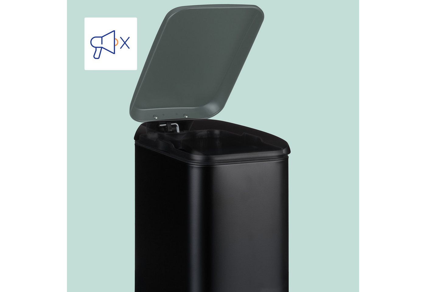 relaxdays Mülleimer Bad Mülleimer 5 l Softclose, schwarz – Bild 2 von 5
