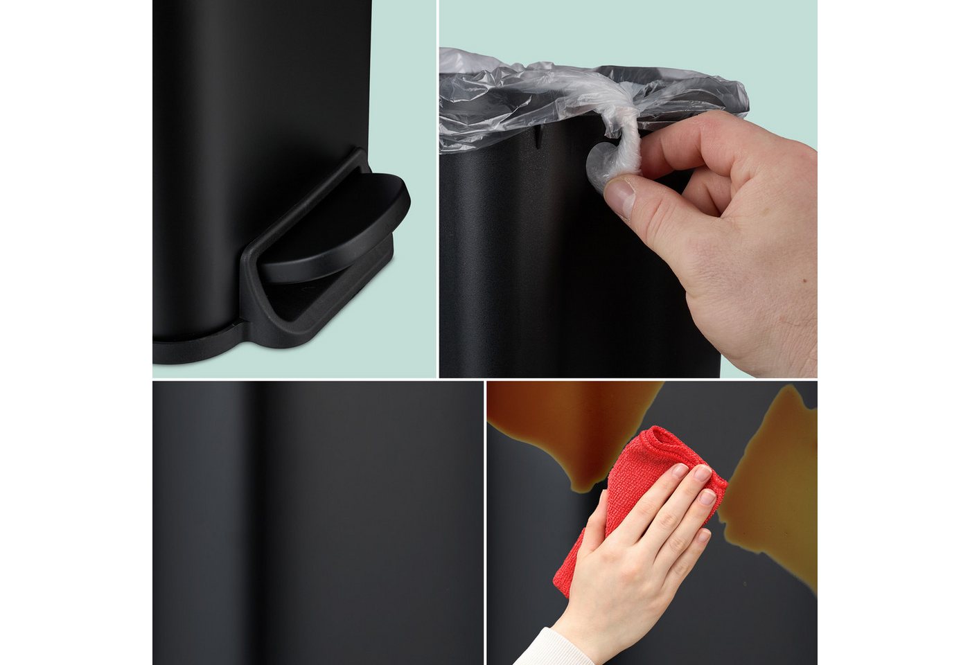 relaxdays Mülleimer Bad Mülleimer 5 l Softclose, schwarz – Bild 3 von 5