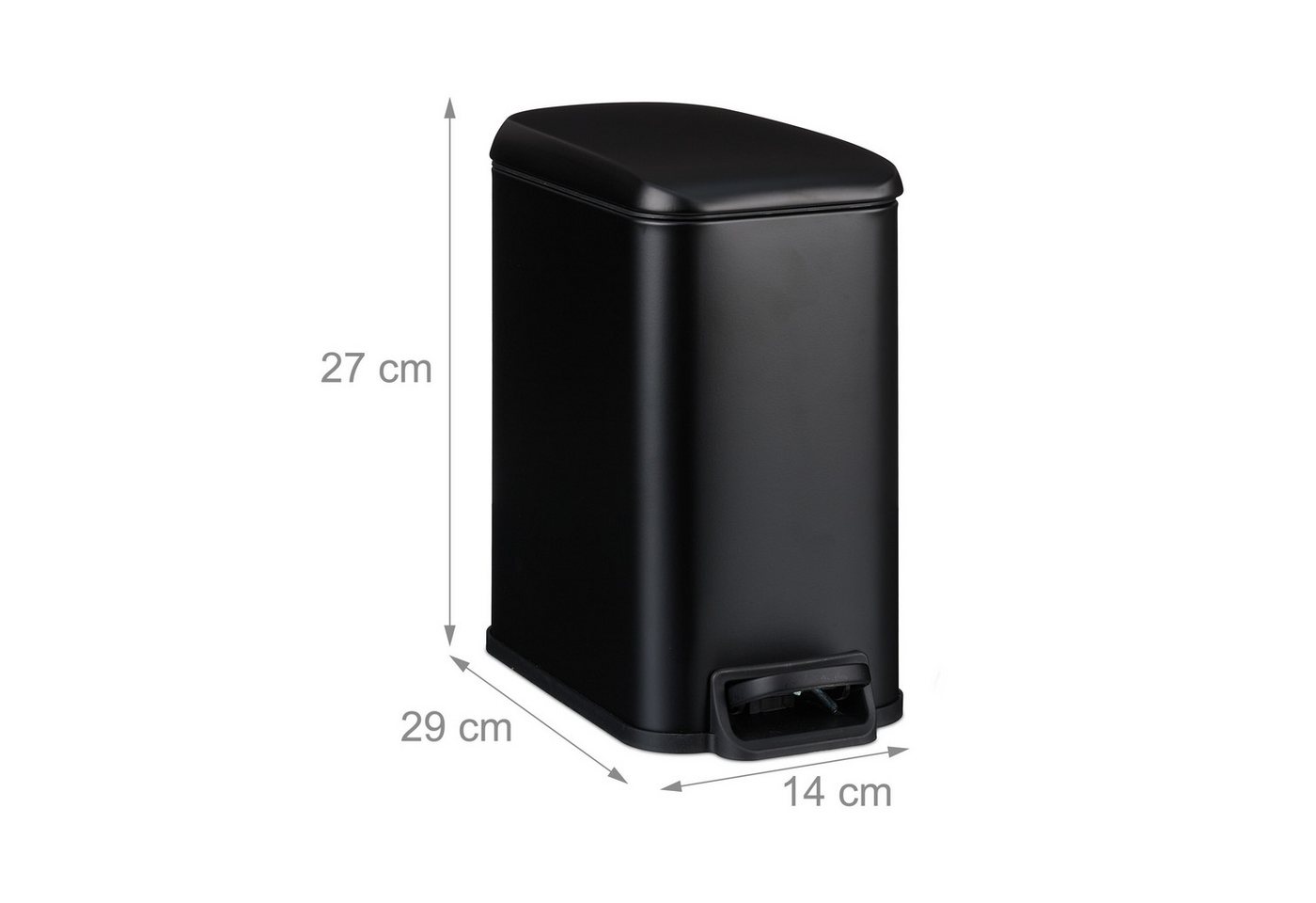 relaxdays Mülleimer Bad Mülleimer 5 l Softclose, schwarz – Bild 4 von 5