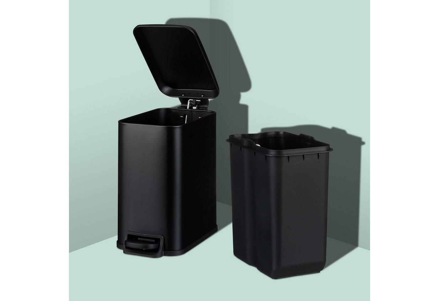 relaxdays Mülleimer Bad Mülleimer 5 l Softclose, schwarz – Bild 5 von 5