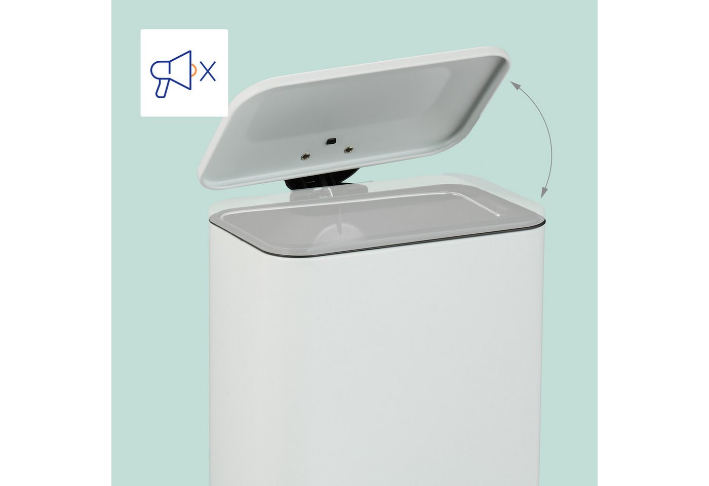 relaxdays Mülleimer Bad Mülleimer 5 l Softclose, weiß – Bild 2 von 5