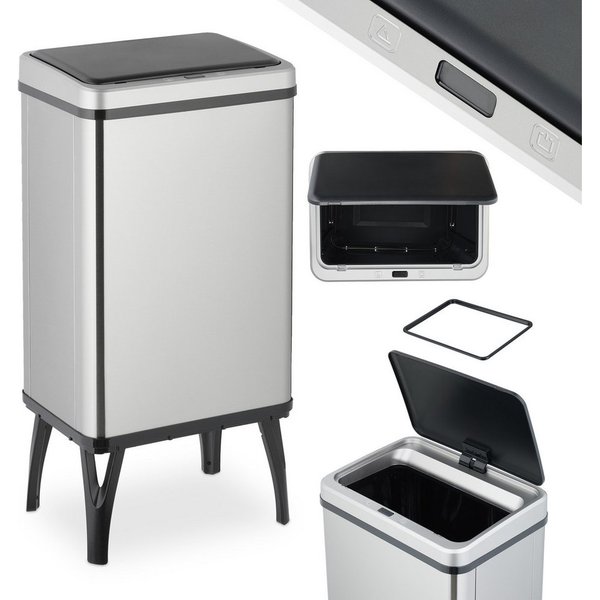 relaxdays Mülleimer Edelstahl Mülleimer mit Sensor, 40 L