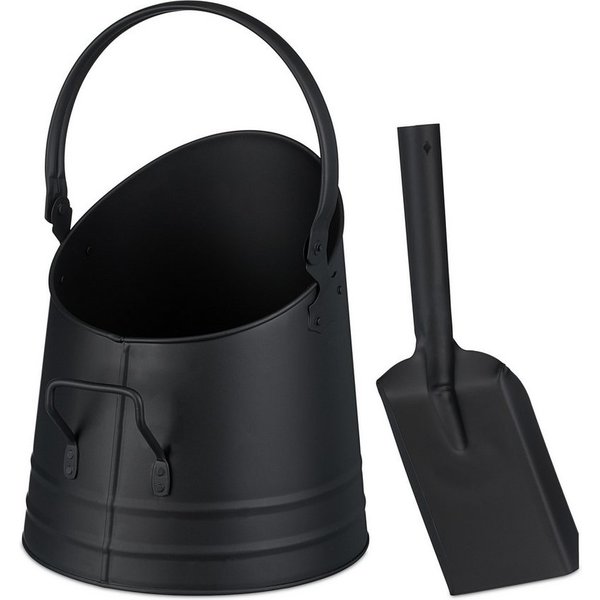 relaxdays Mülleimer Kohleneimer mit Schaufel 6,5 l