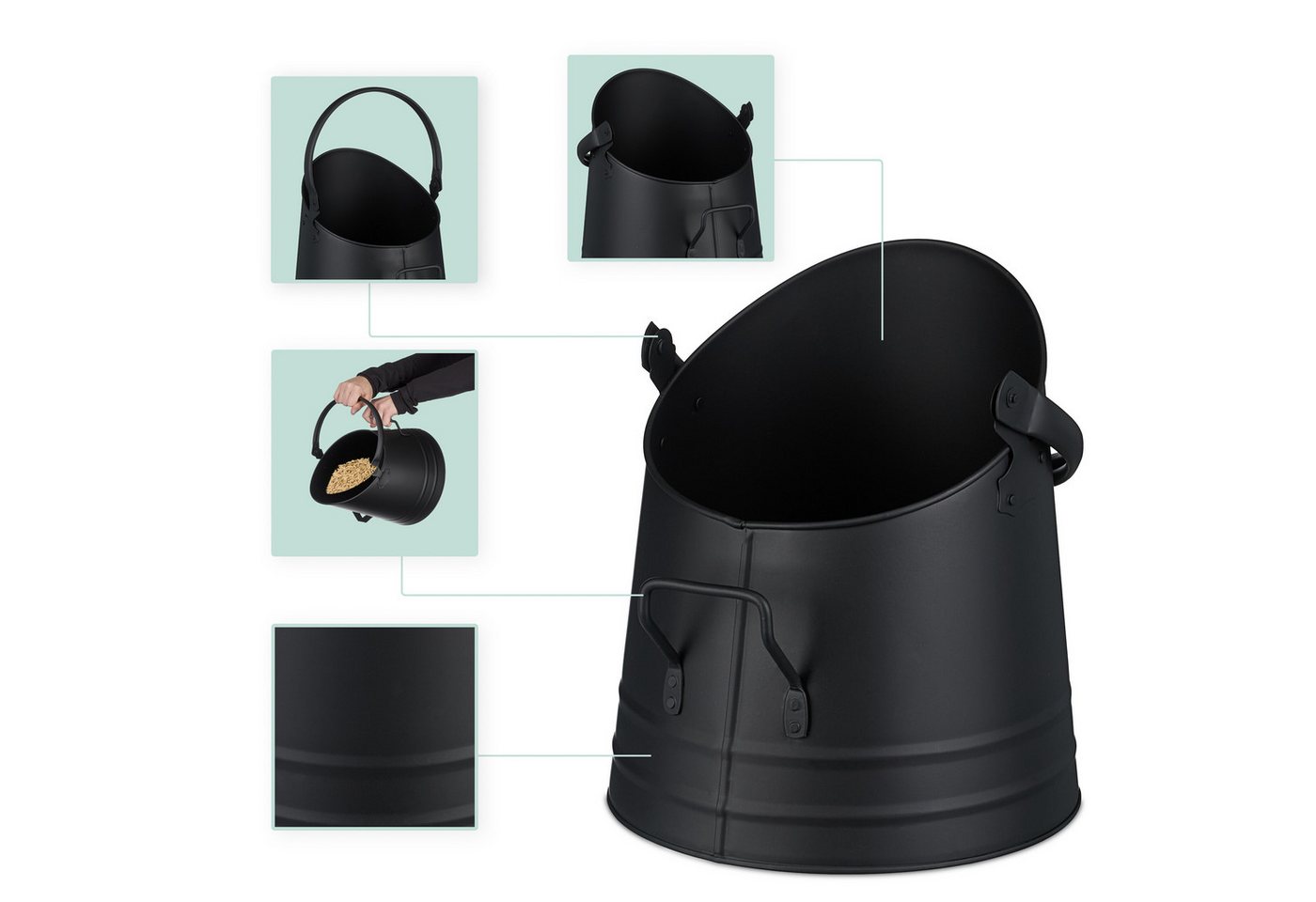 relaxdays Mülleimer Kohleneimer mit Schaufel 6,5 l – Bild 2 von 5