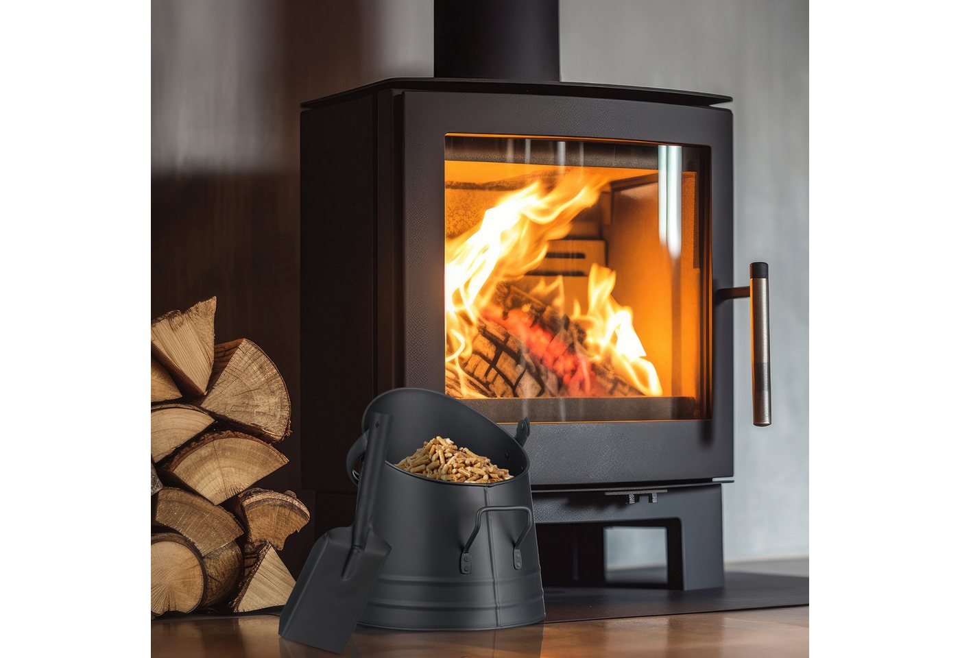 relaxdays Mülleimer Kohleneimer mit Schaufel 6,5 l – Bild 5 von 5