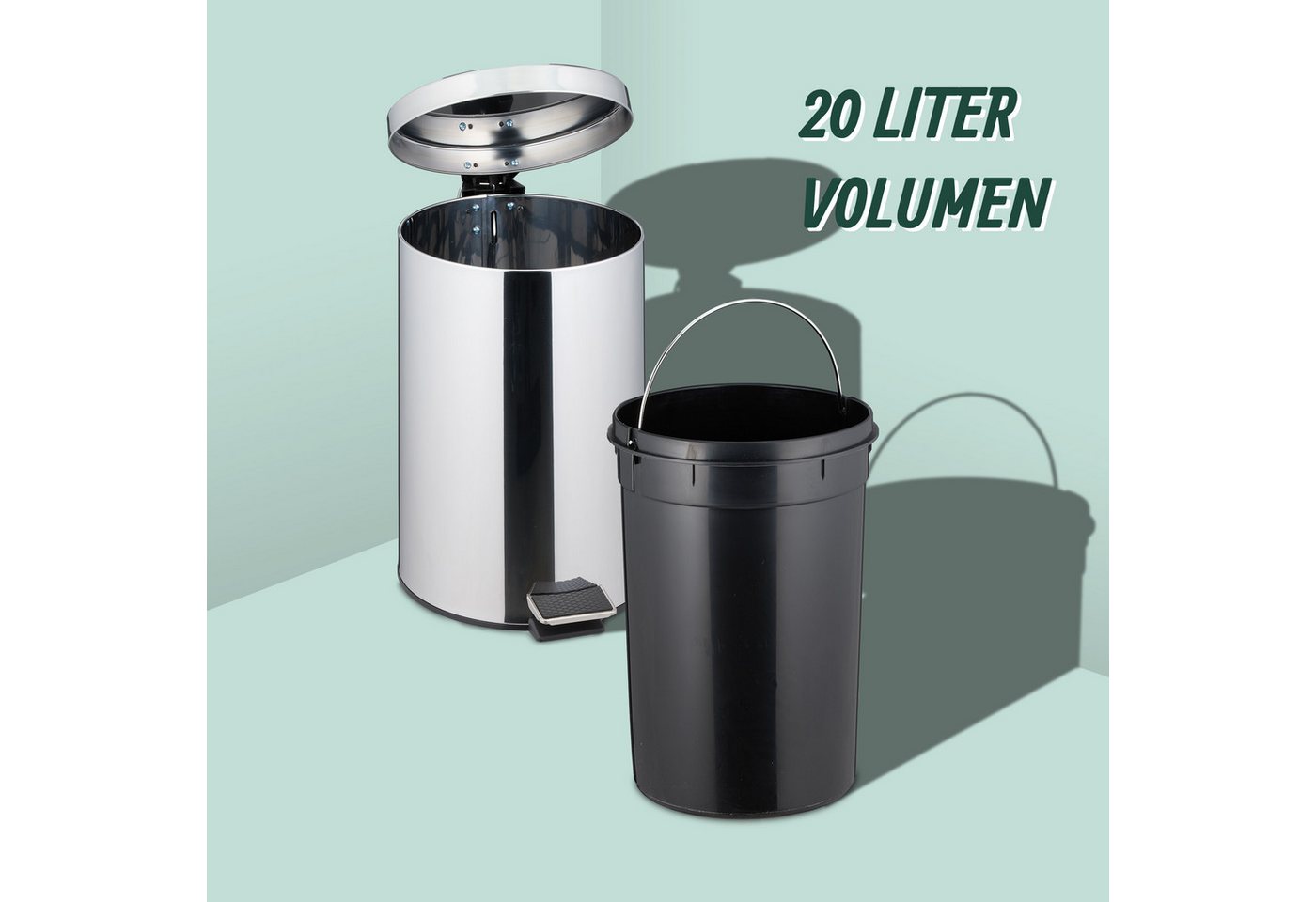 relaxdays Mülleimer Küche 20 Liter – Bild 5 von 5