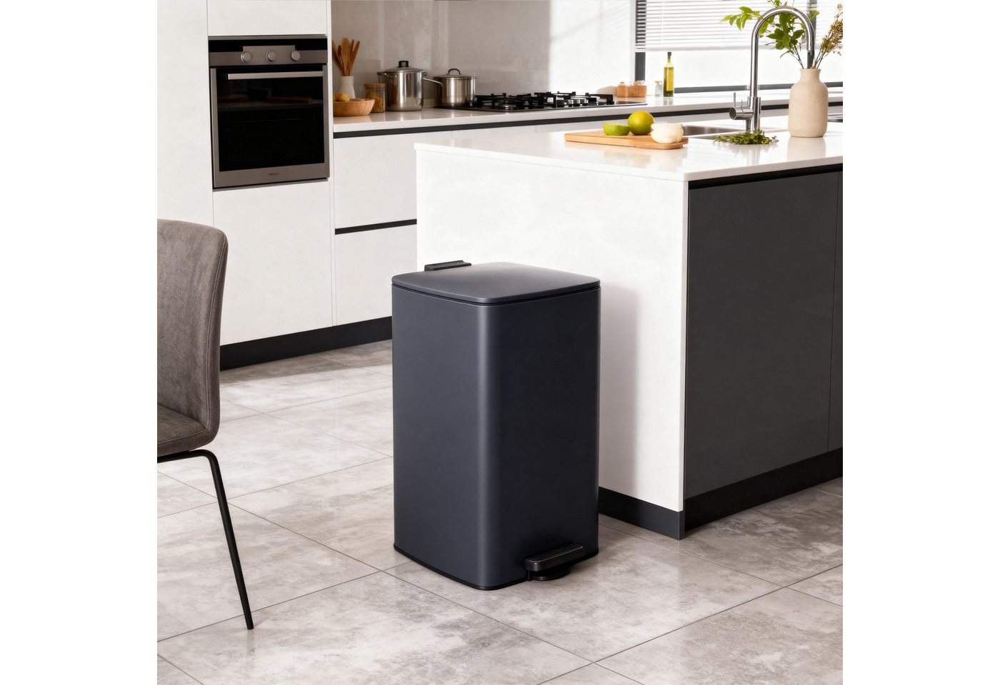 relaxdays Mülleimer Küche 30 Liter, Dunkelgrau – Bild 5 von 5