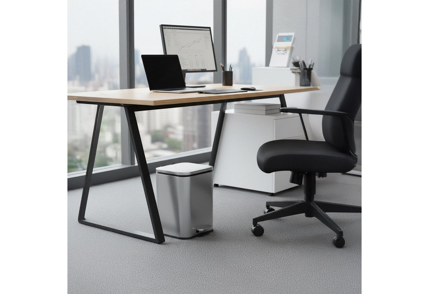 relaxdays Mülleimer mit Fingerprint-Schutz 5 l – Bild 3 von 5