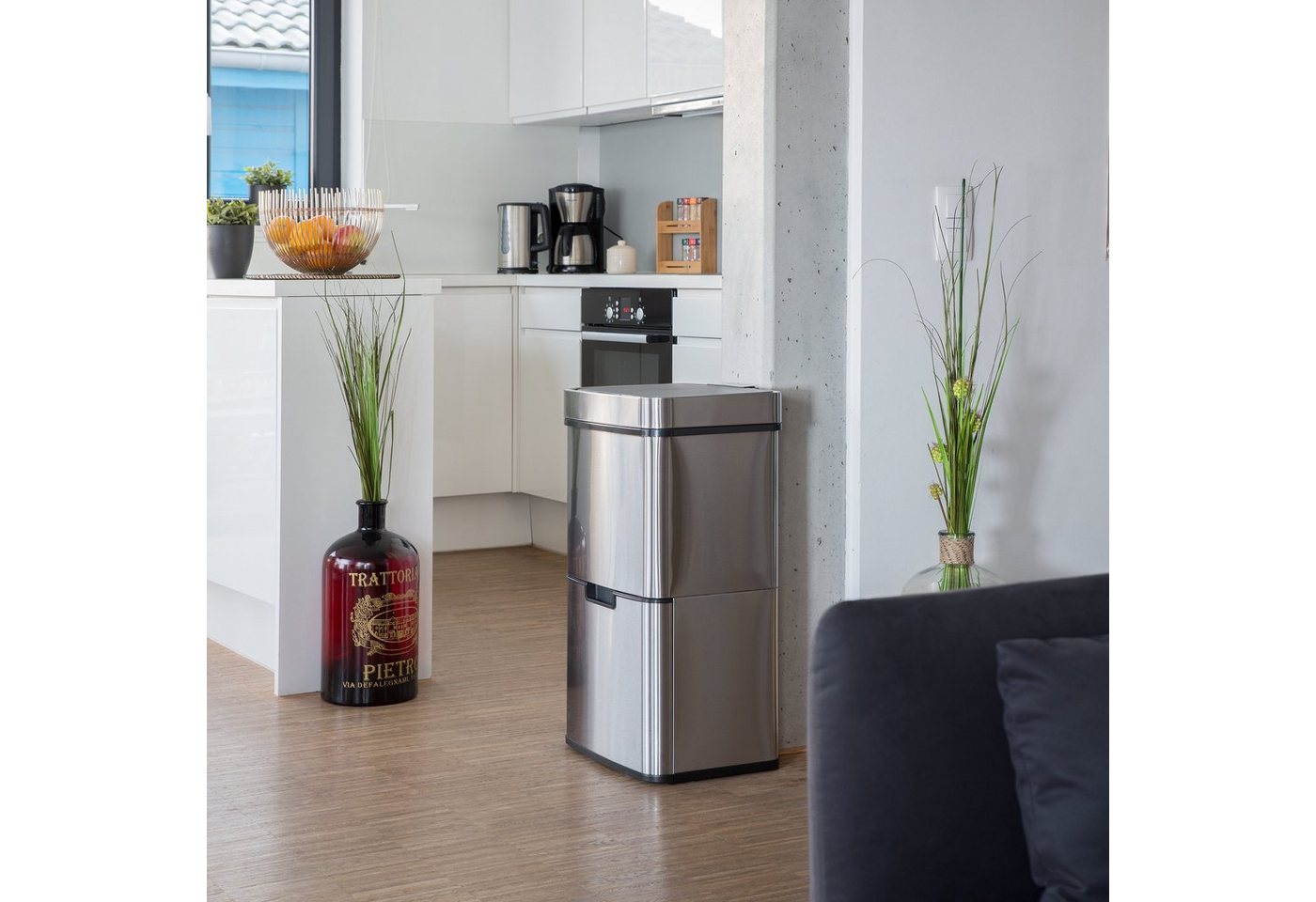 relaxdays Mülleimer Mülltrennsystem 3-fach mit Sensor – Bild 2 von 5