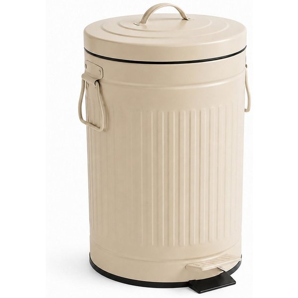 relaxdays Mülleimer Retro Mülleimer 12 Liter, Beige