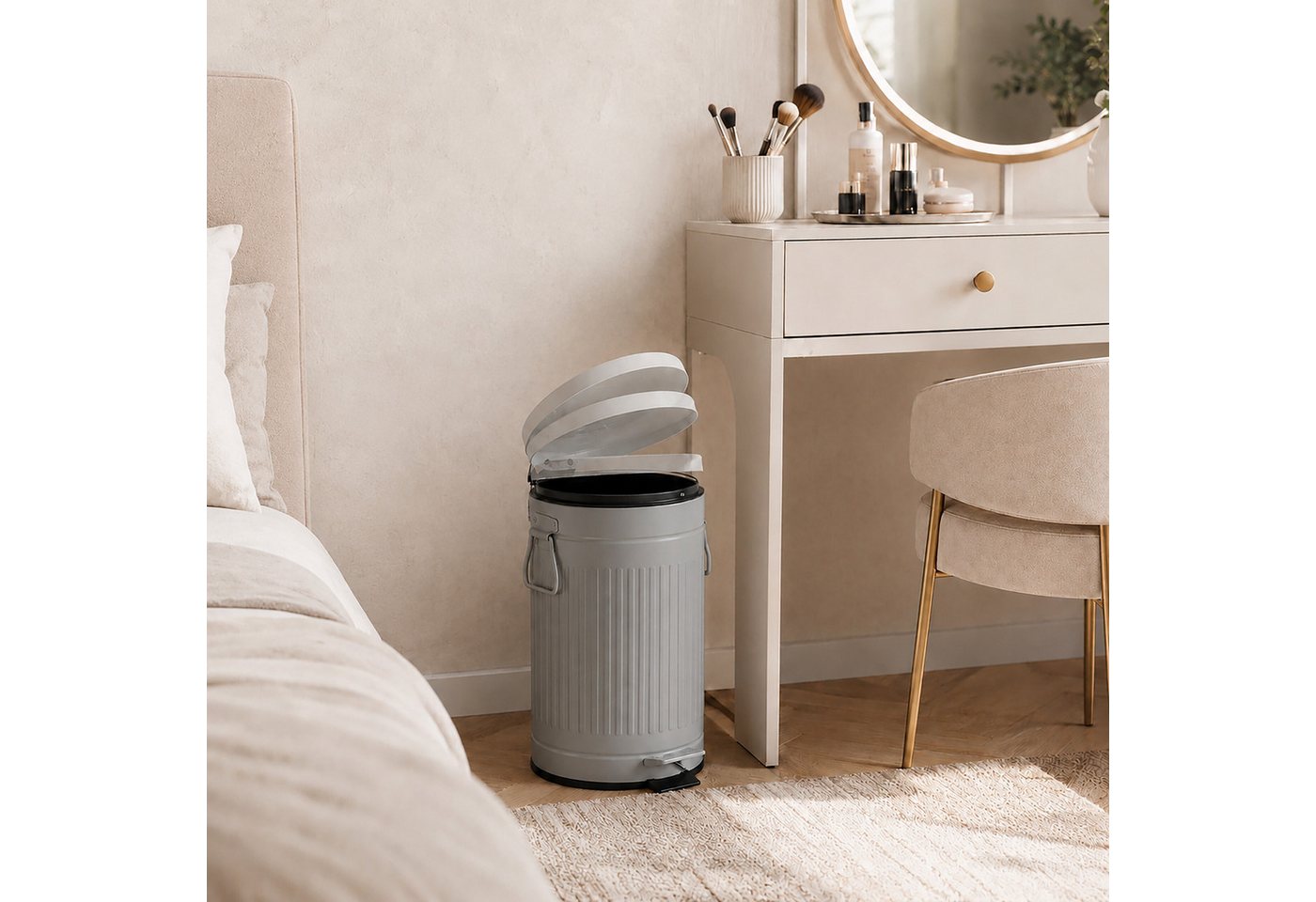 relaxdays Mülleimer Retro Mülleimer 12 Liter, grau – Bild 2 von 5