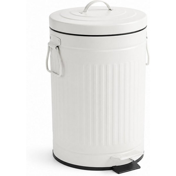 relaxdays Mülleimer Retro Mülleimer 12 Liter, weiß