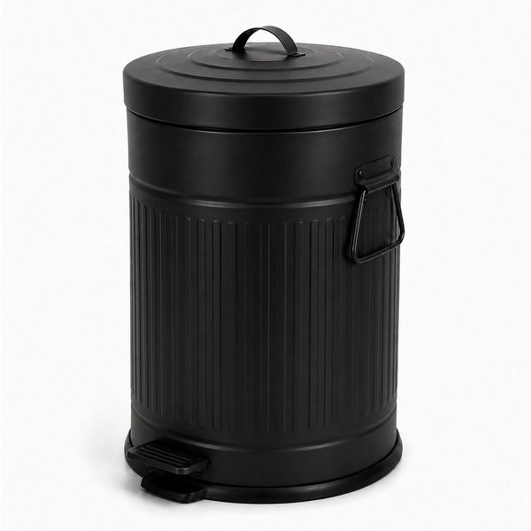relaxdays Mülleimer Retro Mülleimer 20 Liter, schwarz