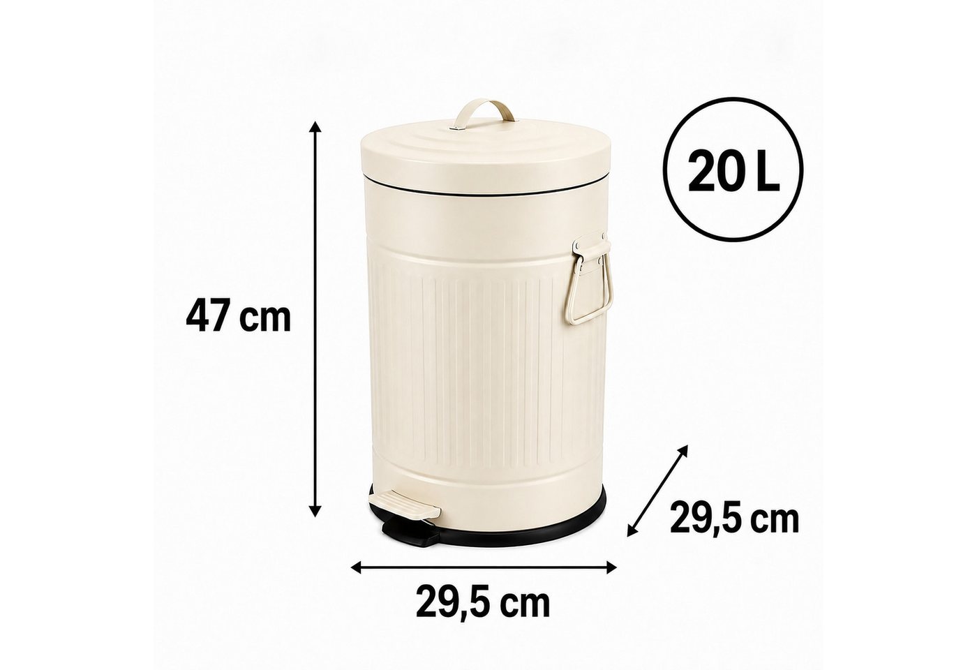 relaxdays Mülleimer Retro Mülleimer 20 Liter, Beige – Bild 4 von 5