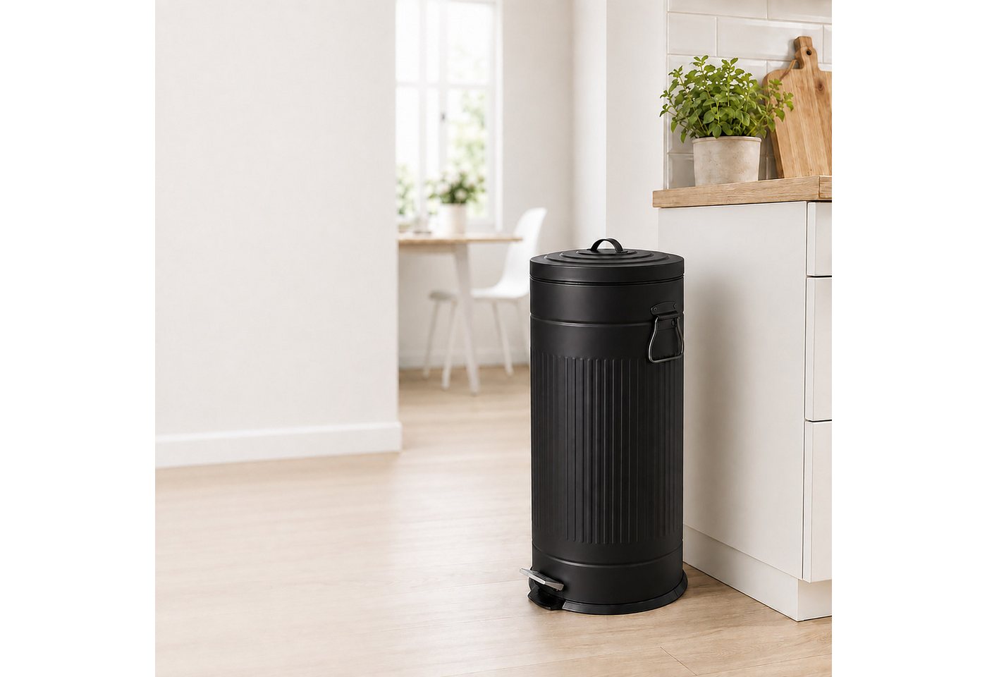 relaxdays Mülleimer Retro Mülleimer 30 Liter, schwarz – Bild 2 von 5
