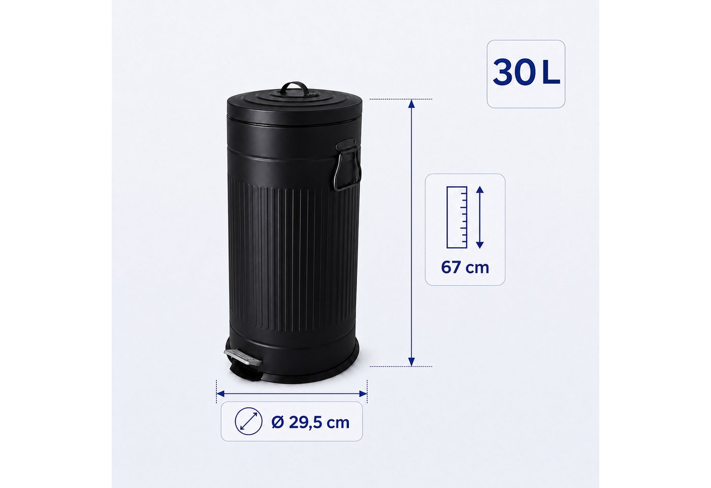 relaxdays Mülleimer Retro Mülleimer 30 Liter, schwarz – Bild 4 von 5