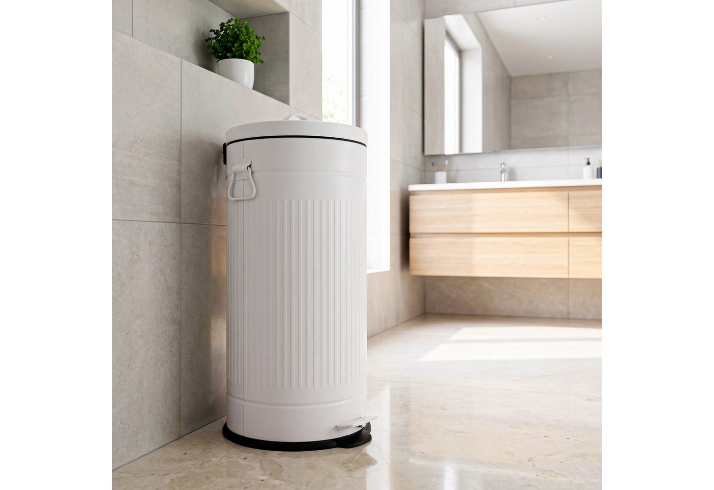relaxdays Mülleimer Retro Mülleimer 30 Liter, schwarz – Bild 5 von 5