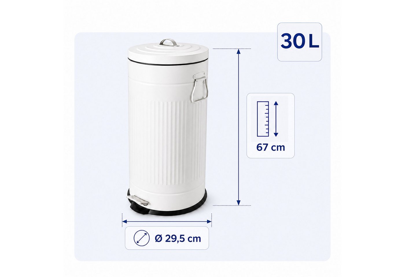 relaxdays Mülleimer Retro Mülleimer 30 Liter, weiß – Bild 4 von 5