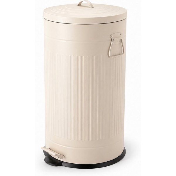 relaxdays Mülleimer Retro Mülleimer 40 Liter, Beige