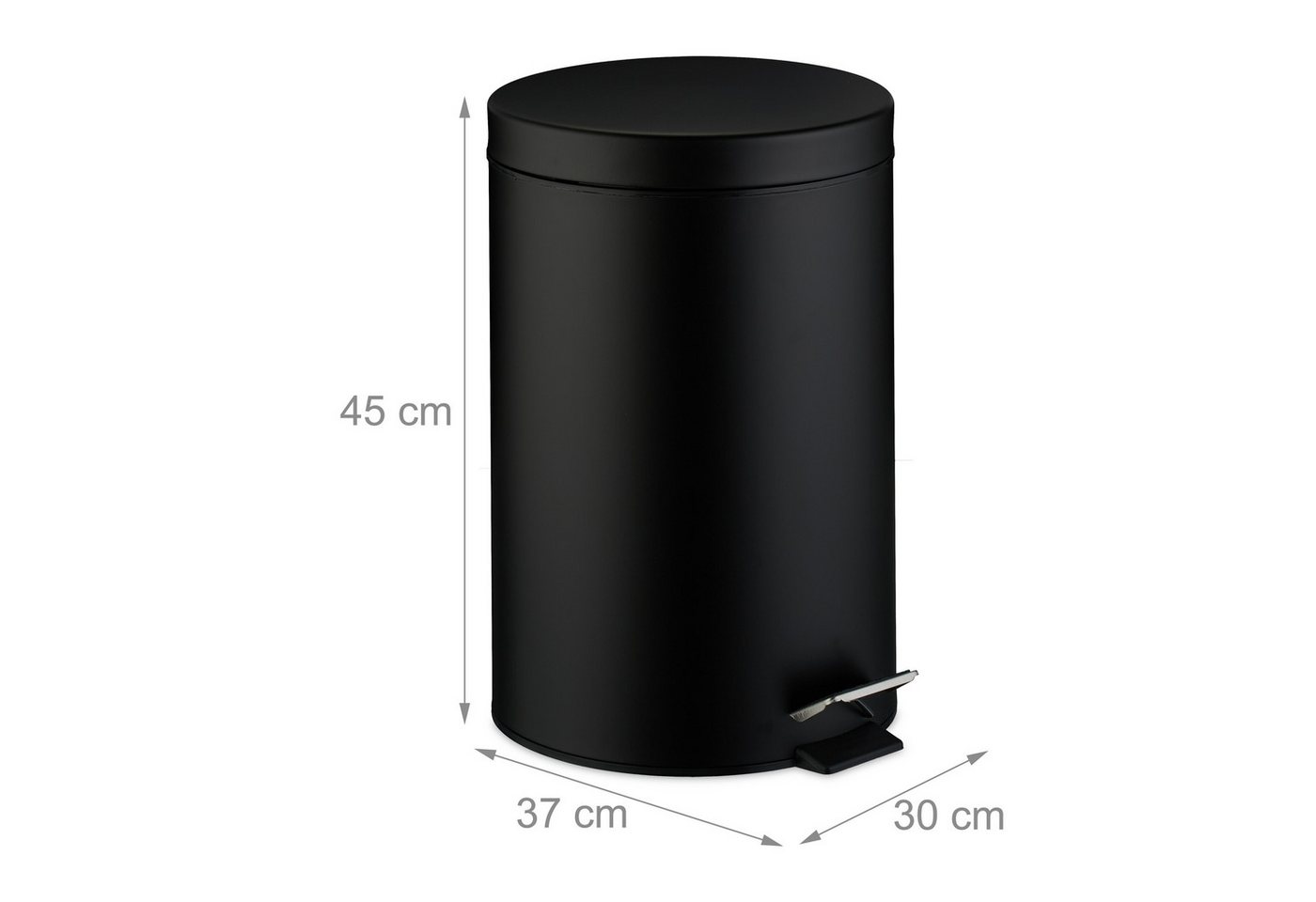 relaxdays Mülleimer Runder Mülleimer Küche 20 Liter, schwarz – Bild 4 von 5