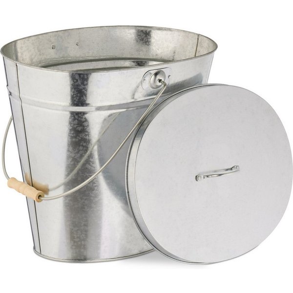 relaxdays Mülleimer Verzinkter Ascheeimer mit Deckel, M