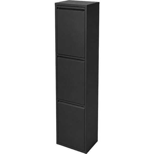relaxdays Mülltrennsystem Mülleimer 3 Fächer 3x18 l, schwarz