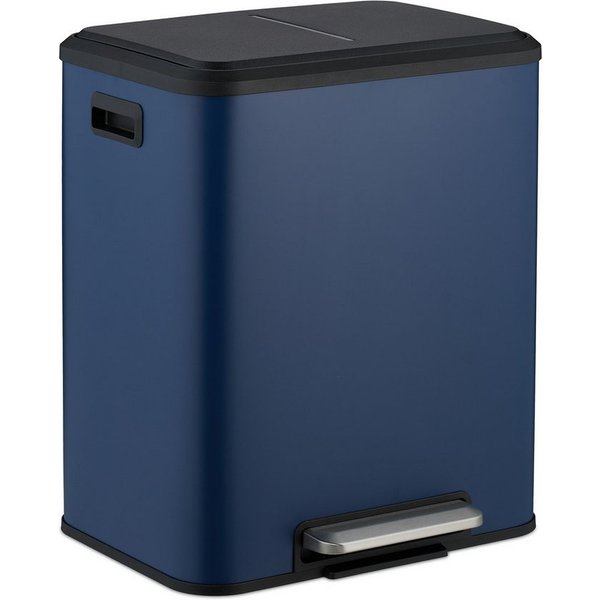 relaxdays Mülltrennsystem Mülleimer mit 2 Fächern 2 x 15 Liter, blau