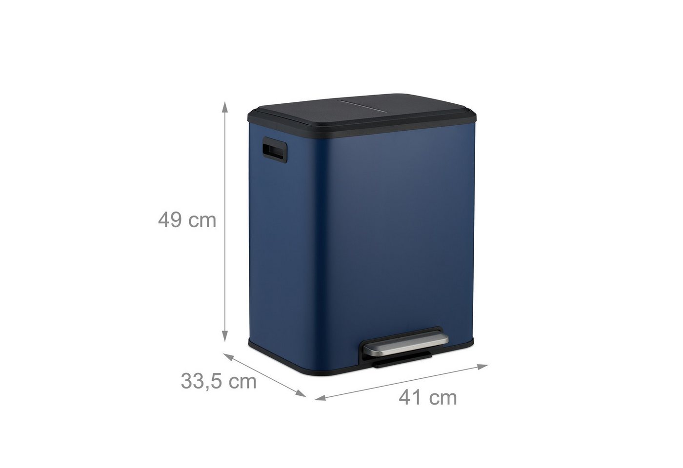 relaxdays Mülltrennsystem Mülleimer mit 2 Fächern 2 x 15 Liter, blau – Bild 4 von 5