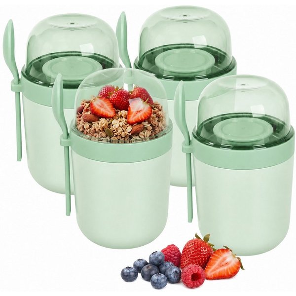relaxdays Müslibox Müslibecher to go 4er Set, Kunststoff, (4-tlg), grün
