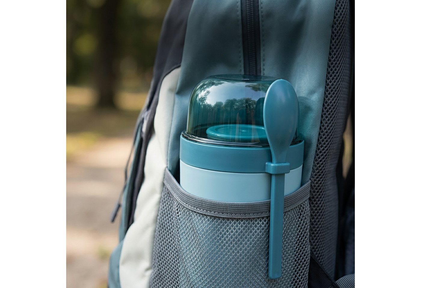 relaxdays Müslibox Müslibecher to go 4er Set, Kunststoff, (4-tlg), blau – Bild 5 von 5
