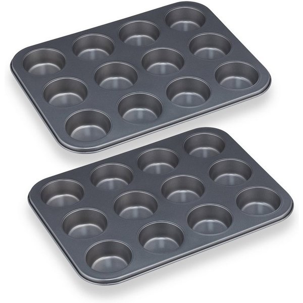 relaxdays Muffinplatten 12er Muffinform im 2er Set, Stahl, (2-St)