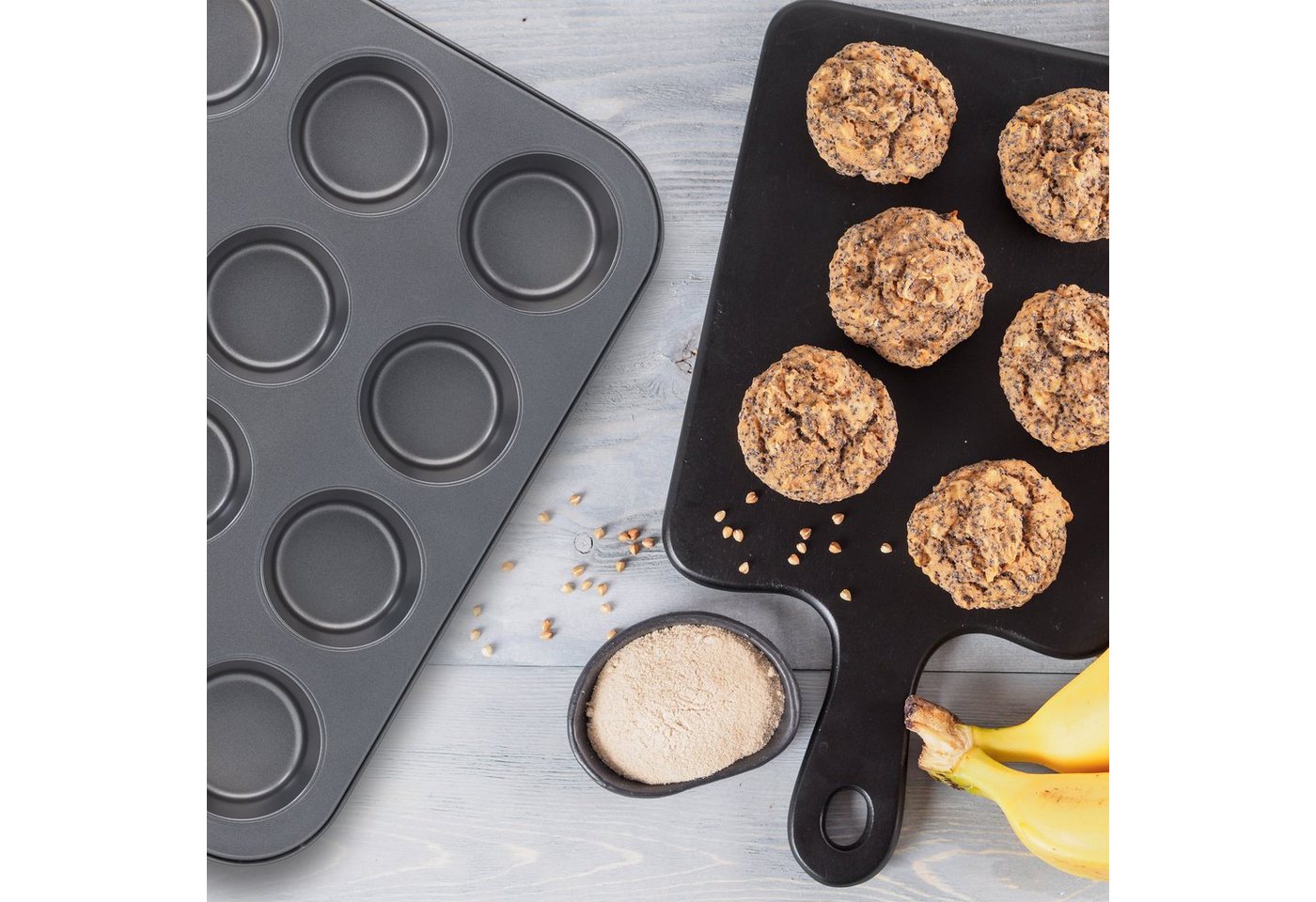 relaxdays Muffinplatten 12er Muffinform im 2er Set, Stahl, (2-St) – Bild 2 von 5
