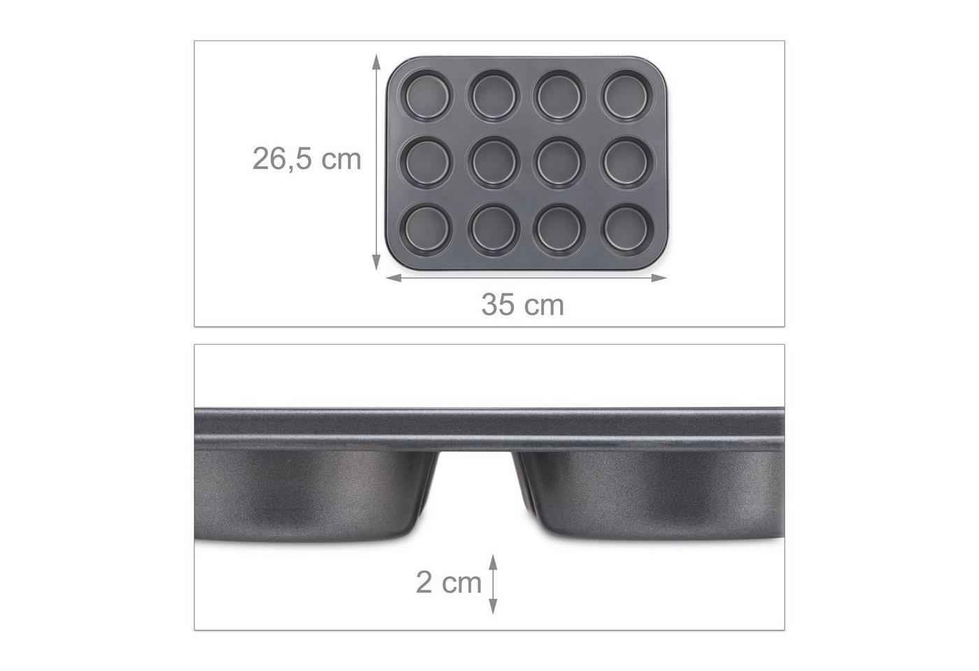 relaxdays Muffinplatten 12er Muffinform im 2er Set, Stahl, (2-St) – Bild 4 von 5