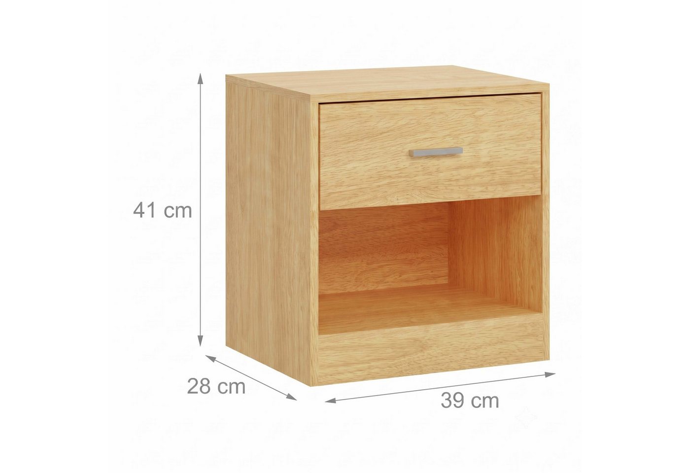 relaxdays Nachtschrank Nachttisch mit Schublade (2-St) Holzoptik, 2er-Pack – Bild 4 von 5