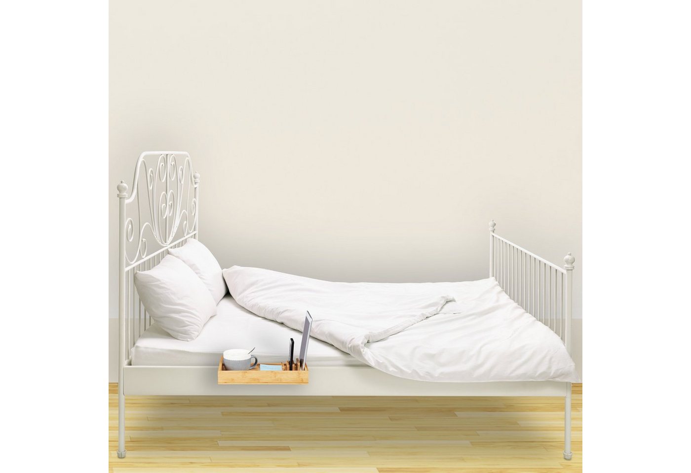 relaxdays Nachttisch Bettablage Bambus mit Organizer (1-St) – Bild 3 von 5